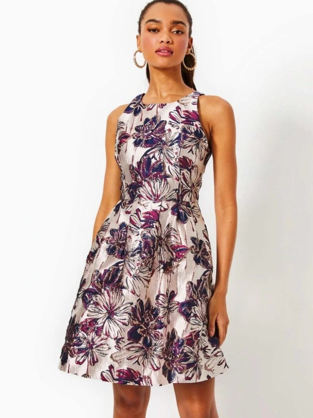 Lilly Pulitzer Jollian Shimmering Floral Jacquard Fit & Flare Dress sz 16 $268